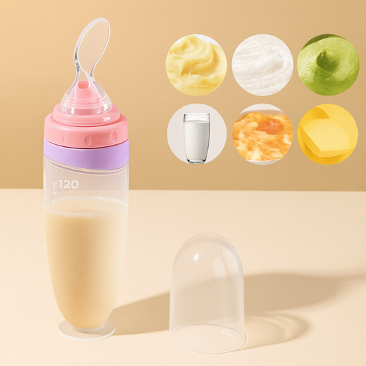 Infant Baby Liquid Silicone Squeeze Feeder with Detachable Spoon
