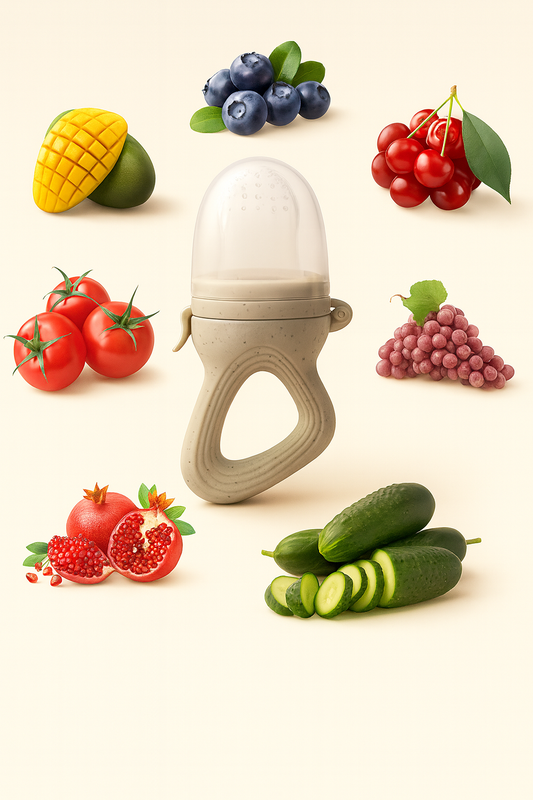 5-in-1 Baby Fruit Feeder & Teething Pacifier – Silicone Mesh Bag with Nipple Set
