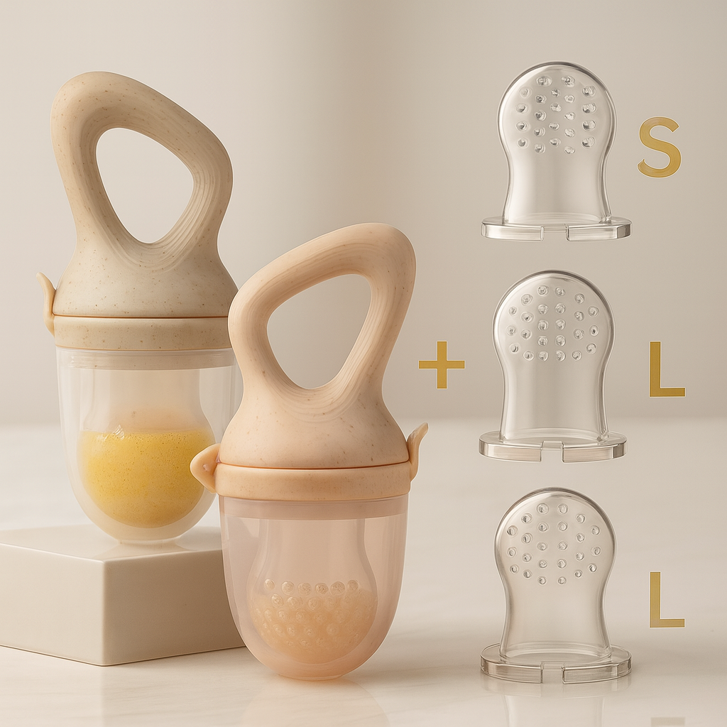 5-in-1 Baby Fruit Feeder & Teething Pacifier – Silicone Mesh Bag with Nipple Set